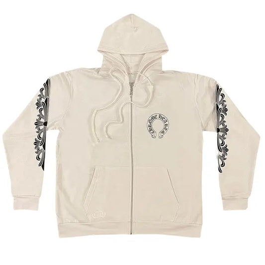 Horseshoe Logo Zip Up Hoodie 'White'